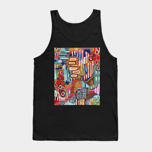 FESTIVE JOYFUL COLORFUL VIBRANT GEOMETRIC PAINTING - Original Artwork Tank Top